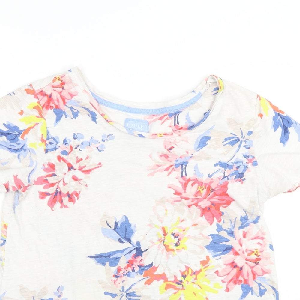 Joules Womens White Floral  Basic T-Shirt Size 14