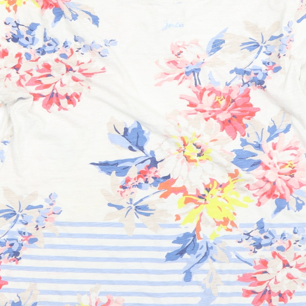 Joules Womens White Floral  Basic T-Shirt Size 14