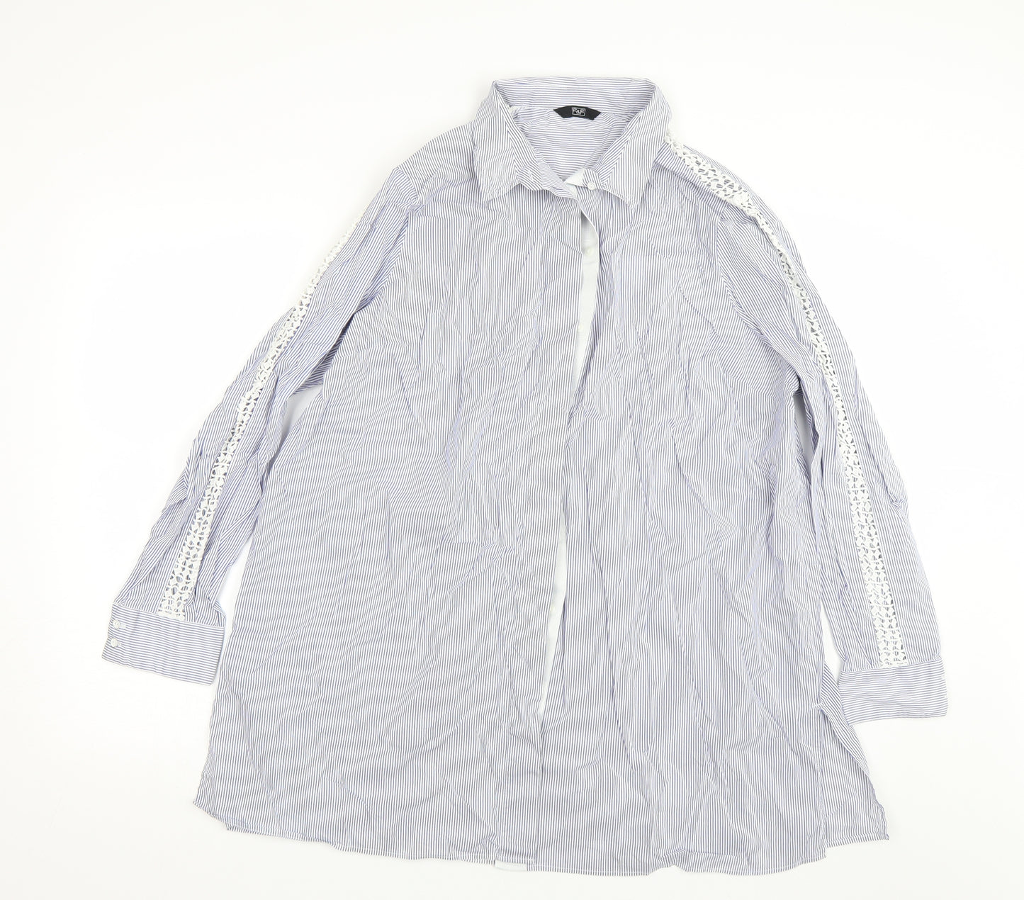F&F Womens Blue Striped  Basic Button-Up Size 20