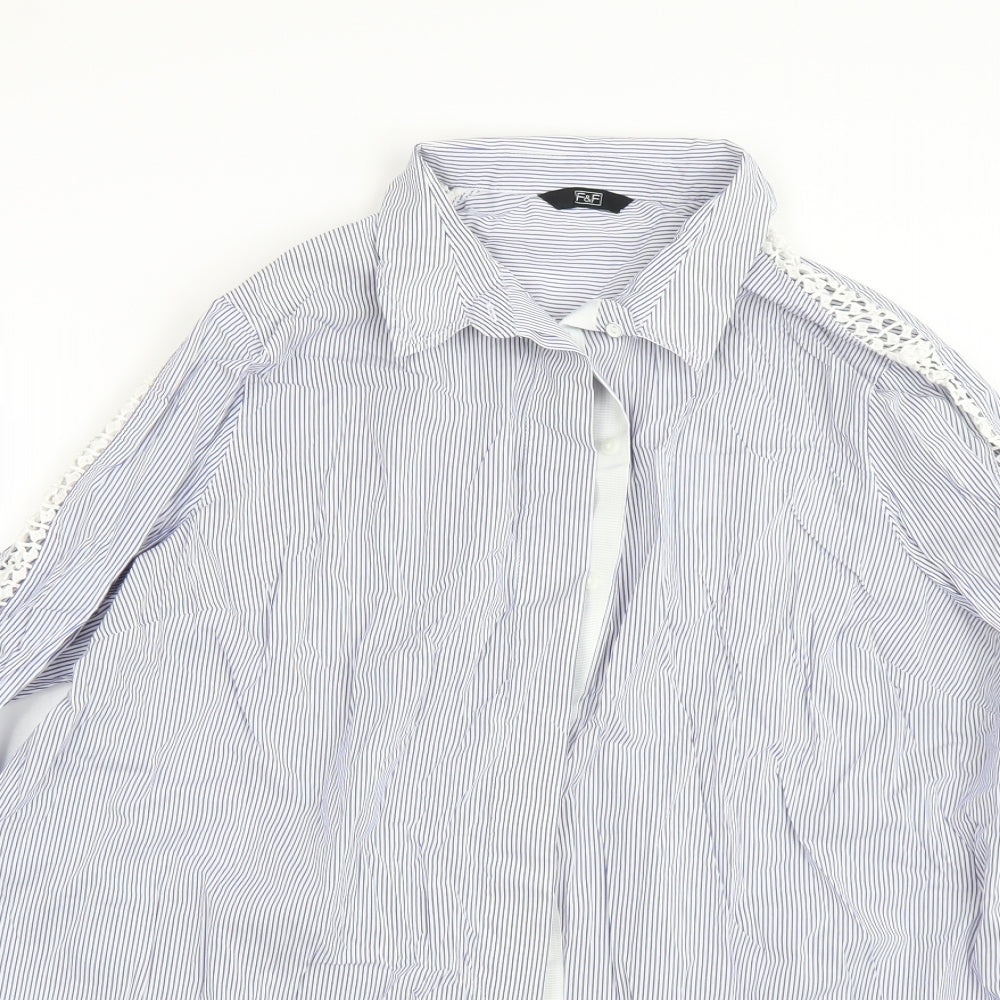 F&F Womens Blue Striped  Basic Button-Up Size 20