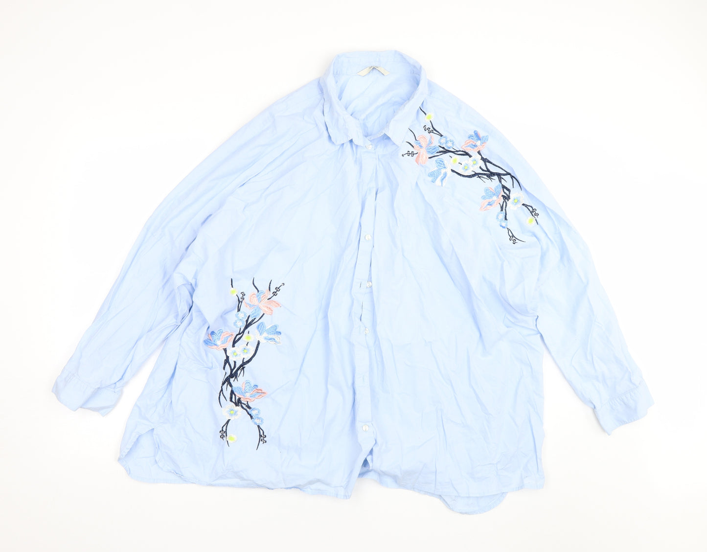 George Womens Blue Floral  Basic Button-Up Size 24