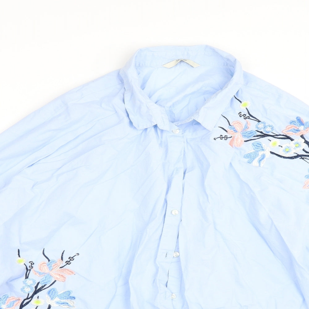 George Womens Blue Floral  Basic Button-Up Size 24