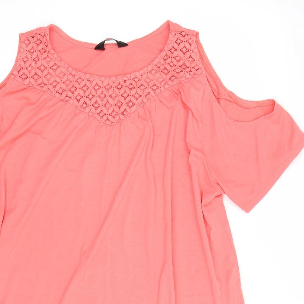 Love yours Womens Pink Floral  Basic T-Shirt Size 20