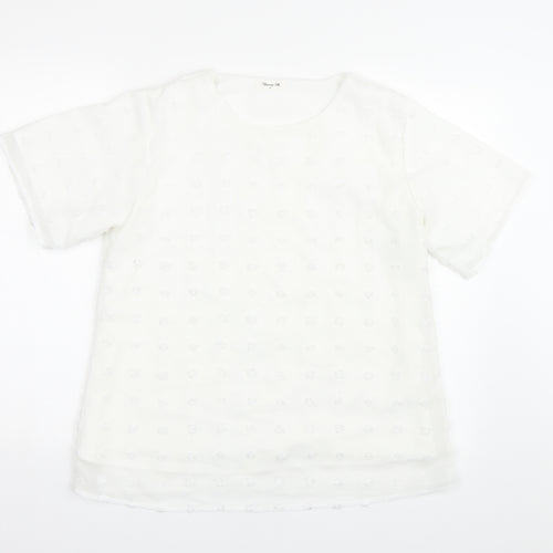 Bloomin Jelly Womens White Polka Dot  Basic T-Shirt Size M
