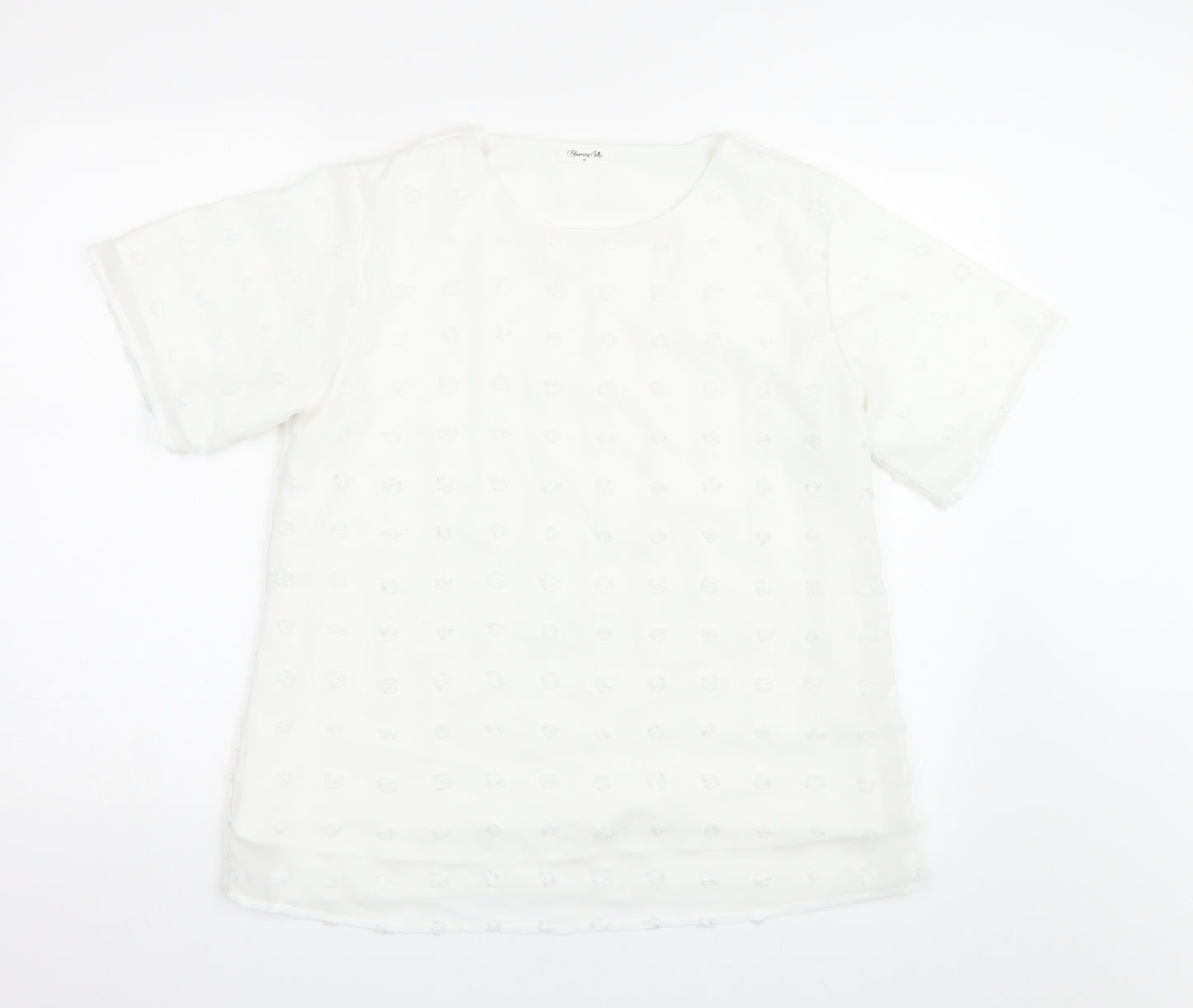 Bloomin Jelly Womens White Polka Dot  Basic T-Shirt Size M