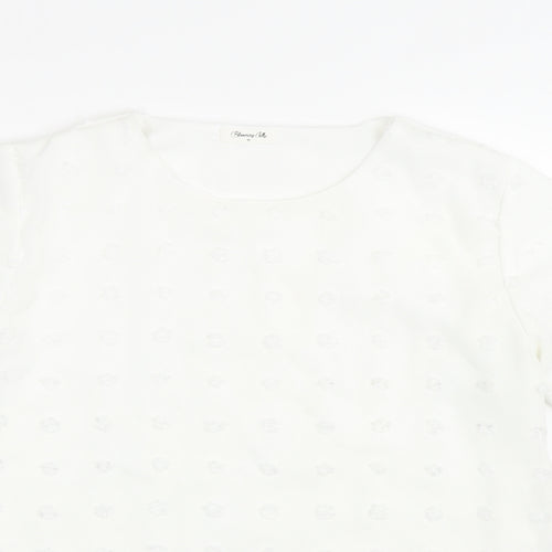 Bloomin Jelly Womens White Polka Dot  Basic T-Shirt Size M