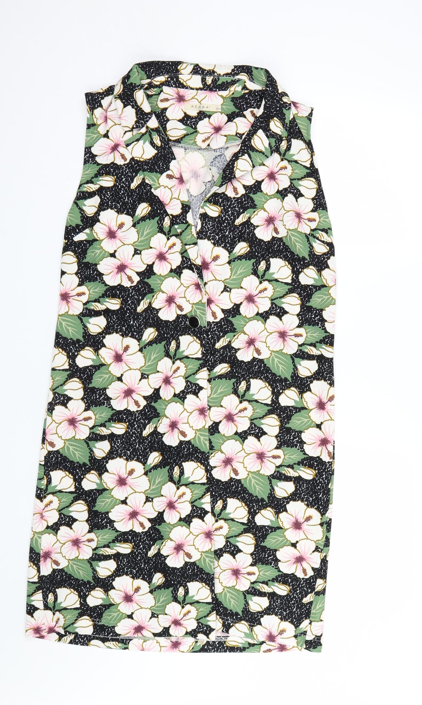 Zara Womens Black Floral  Cardigan Jumper Size L