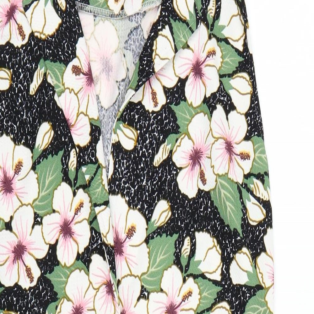 Zara Womens Black Floral  Cardigan Jumper Size L