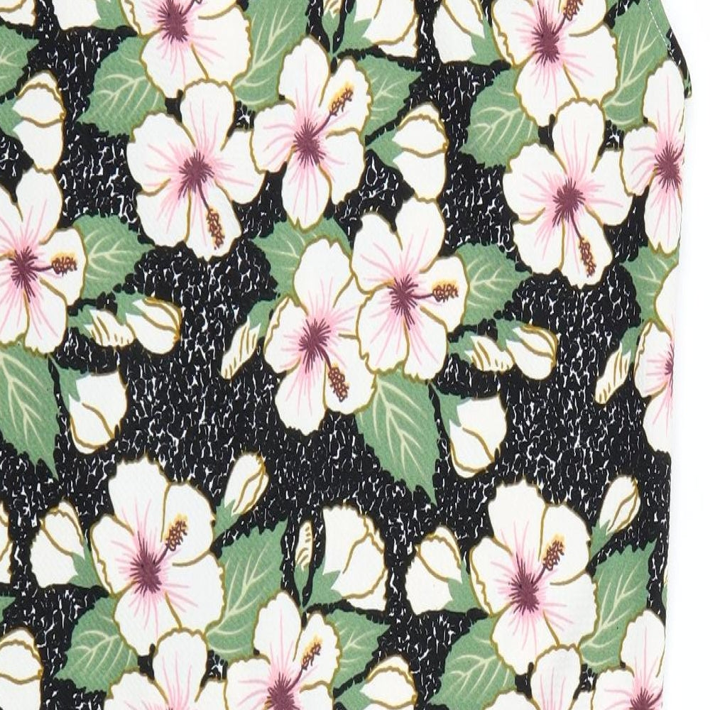 Zara Womens Black Floral  Cardigan Jumper Size L