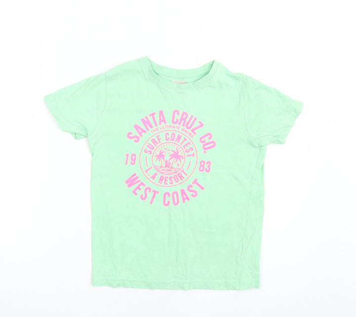 Primark Girls Green   Basic T-Shirt Size 7-8 Years  - summer