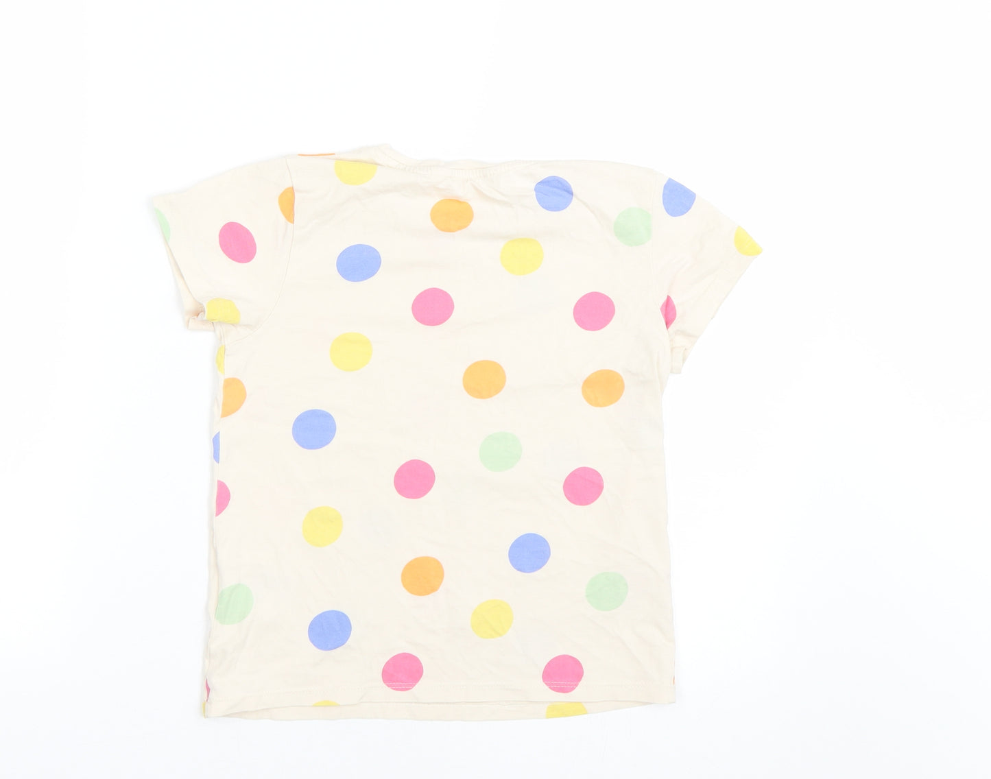 H&M Girls Beige Polka Dot  Basic T-Shirt Size 6-7 Years