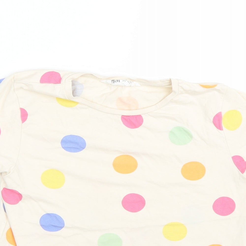 H&M Girls Beige Polka Dot  Basic T-Shirt Size 6-7 Years