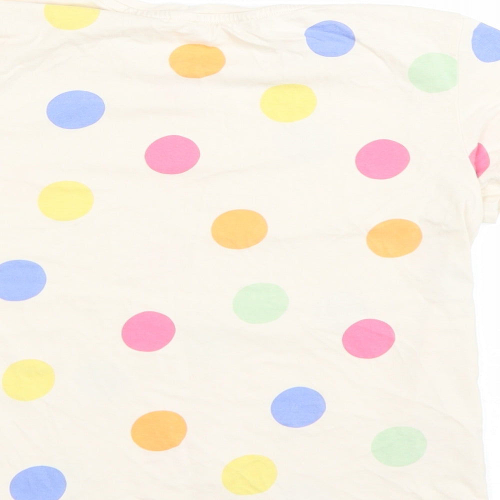 H&M Girls Beige Polka Dot  Basic T-Shirt Size 6-7 Years