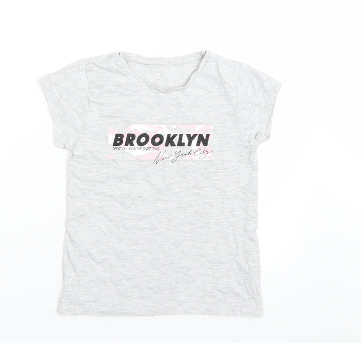 George Girls Grey   Basic T-Shirt Size 8-9 Years  - NYC