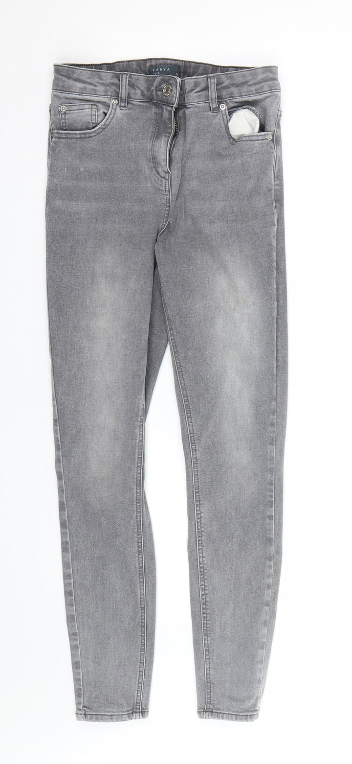 Papaya Womens Grey Denim Skinny Jeans Size 10 L25 in