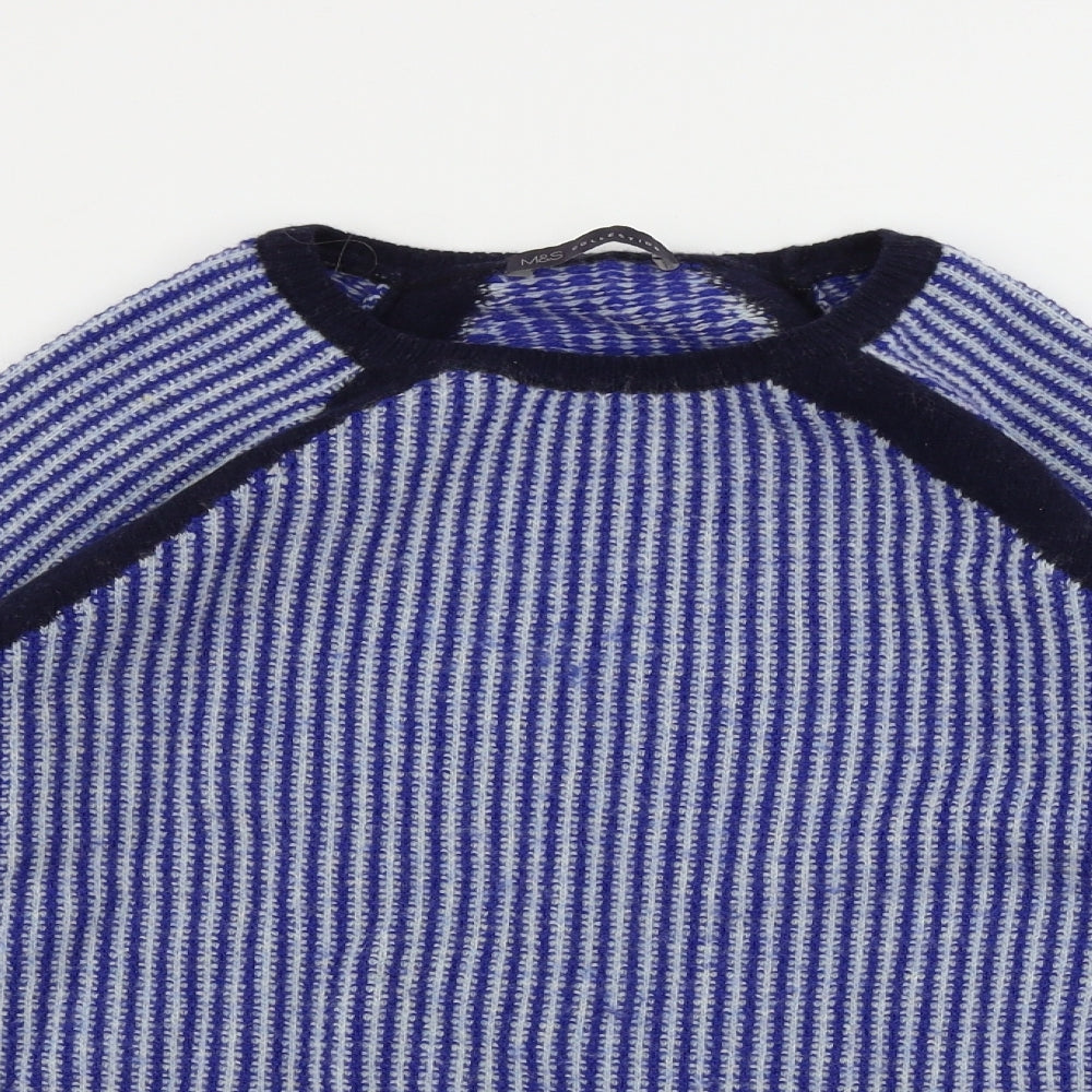 Marks and Spencer  Womens Blue Striped  Pullover Jumper Size 8