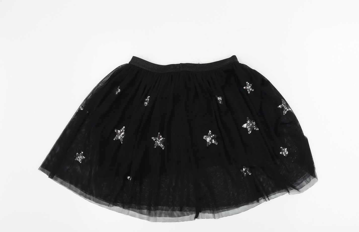 Nutmeg  Girls Black   A-Line Skirt Size 11-12 Years - star pattern
