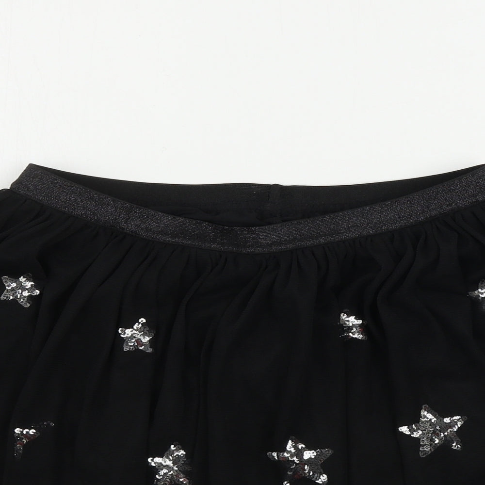 Nutmeg  Girls Black   A-Line Skirt Size 11-12 Years - star pattern