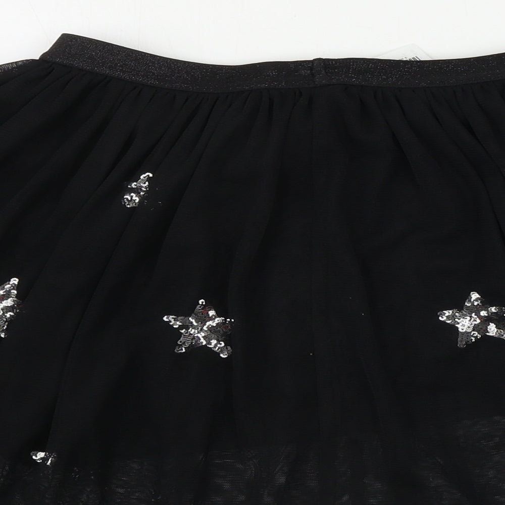Nutmeg  Girls Black   A-Line Skirt Size 11-12 Years - star pattern