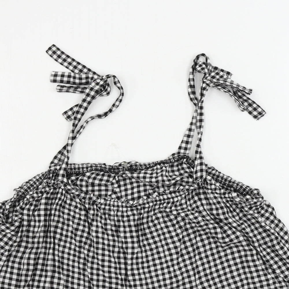 George  Womens White Check  Basic Blouse Size 12