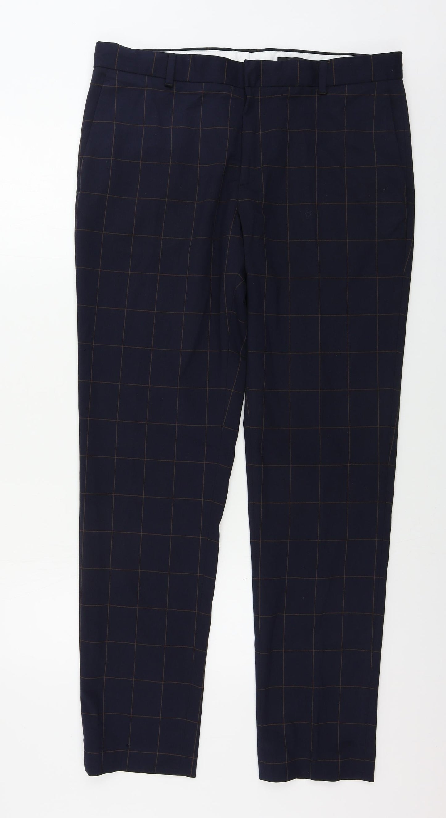 H&M  Mens Blue Check  Trousers  Size 36 in L30 in