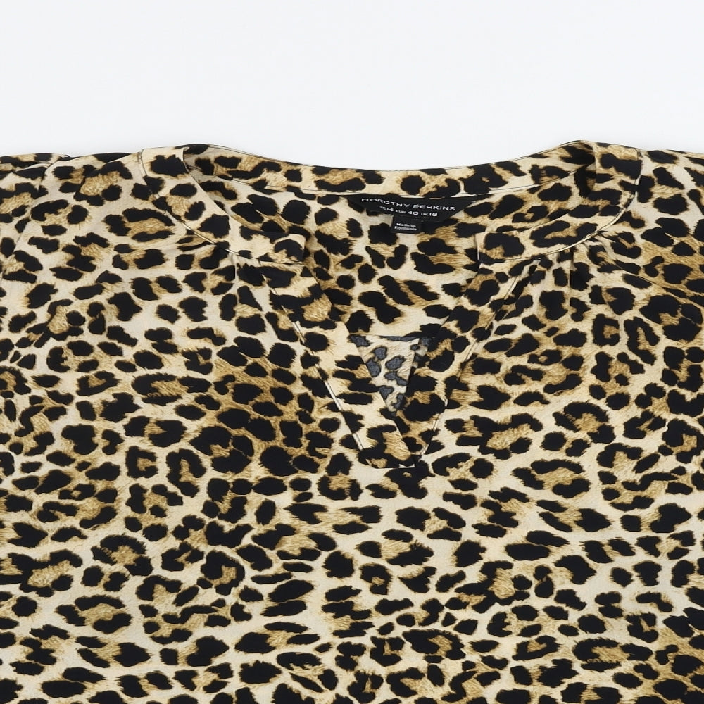 Dorothy Perkins  Womens Beige Animal Print  Basic Blouse Size 18