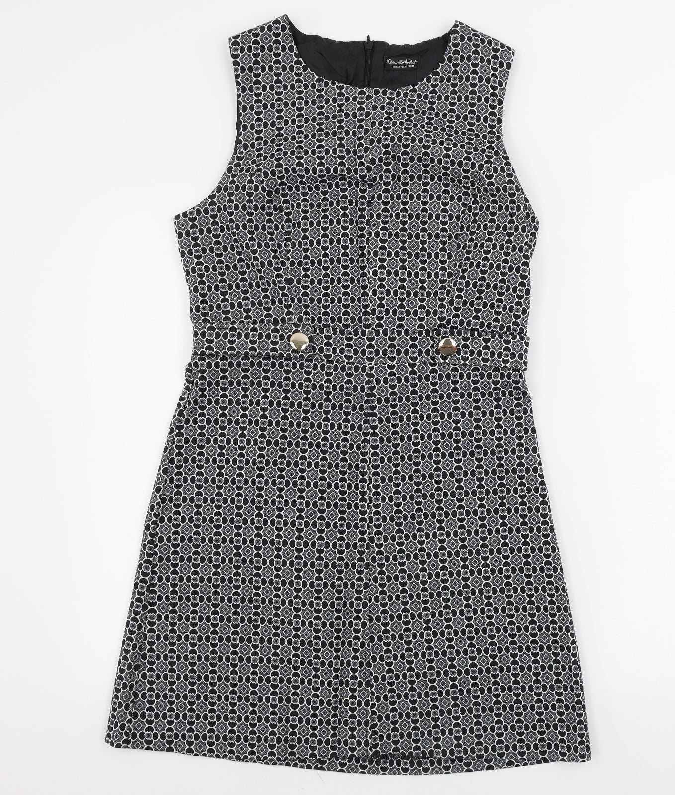 Miss Selfridge  Womens Grey Geometric  A-Line  Size 14