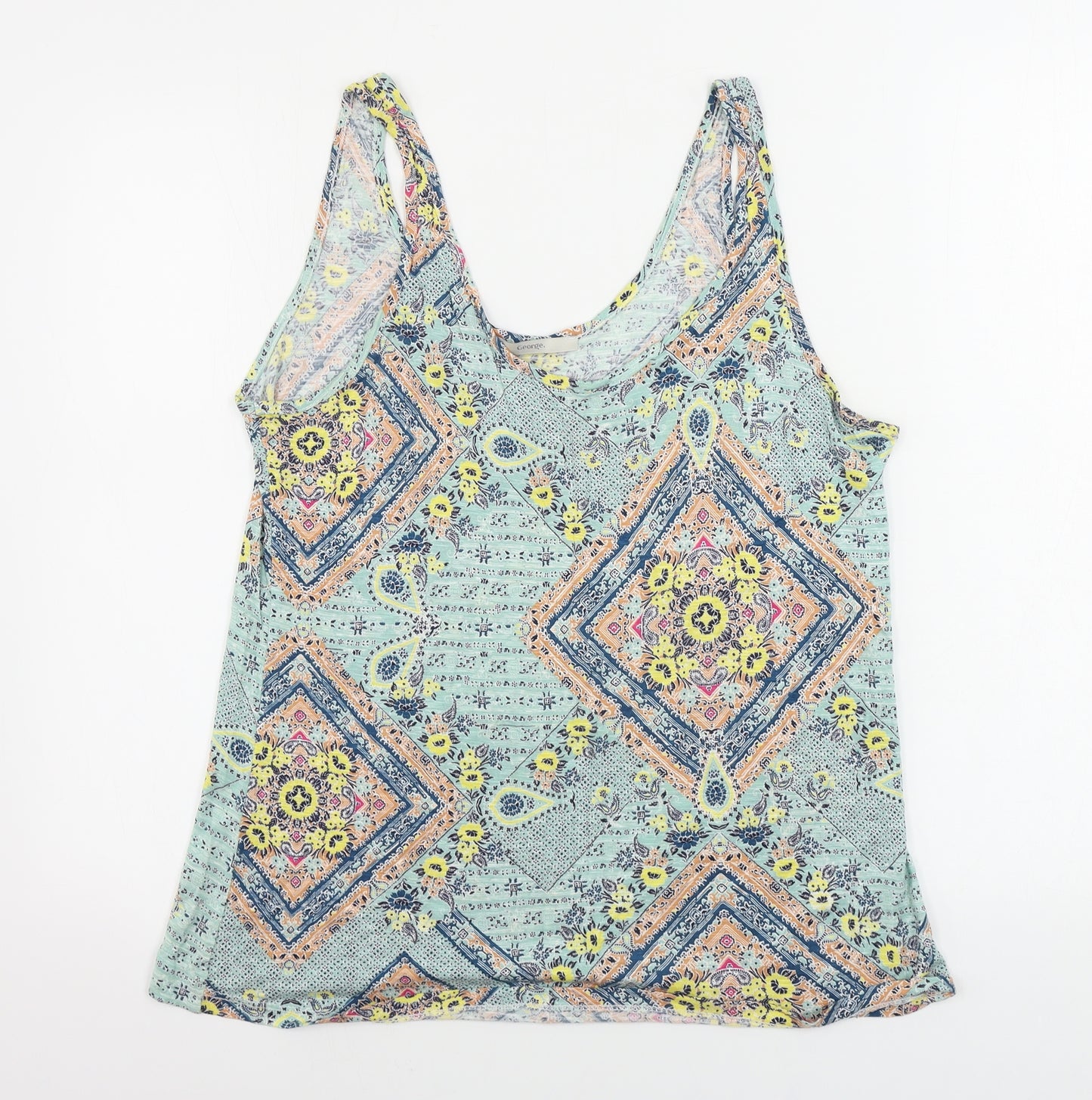 George  Womens Green Geometric  Basic Tank Size 12