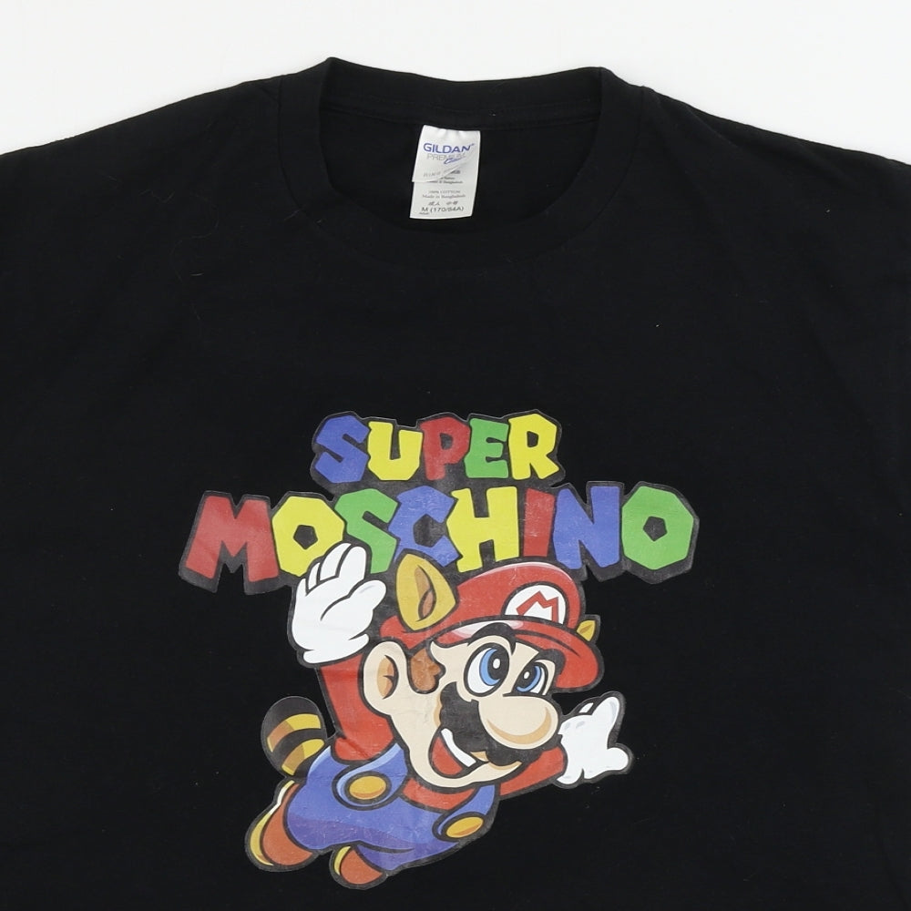 Gildan  Mens Black    T-Shirt Size M  - SUPER MARIO