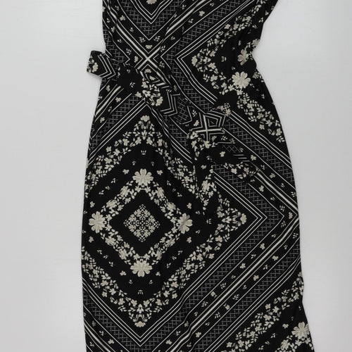 Preworn  Womens Black Geometric  A-Line  Size 8
