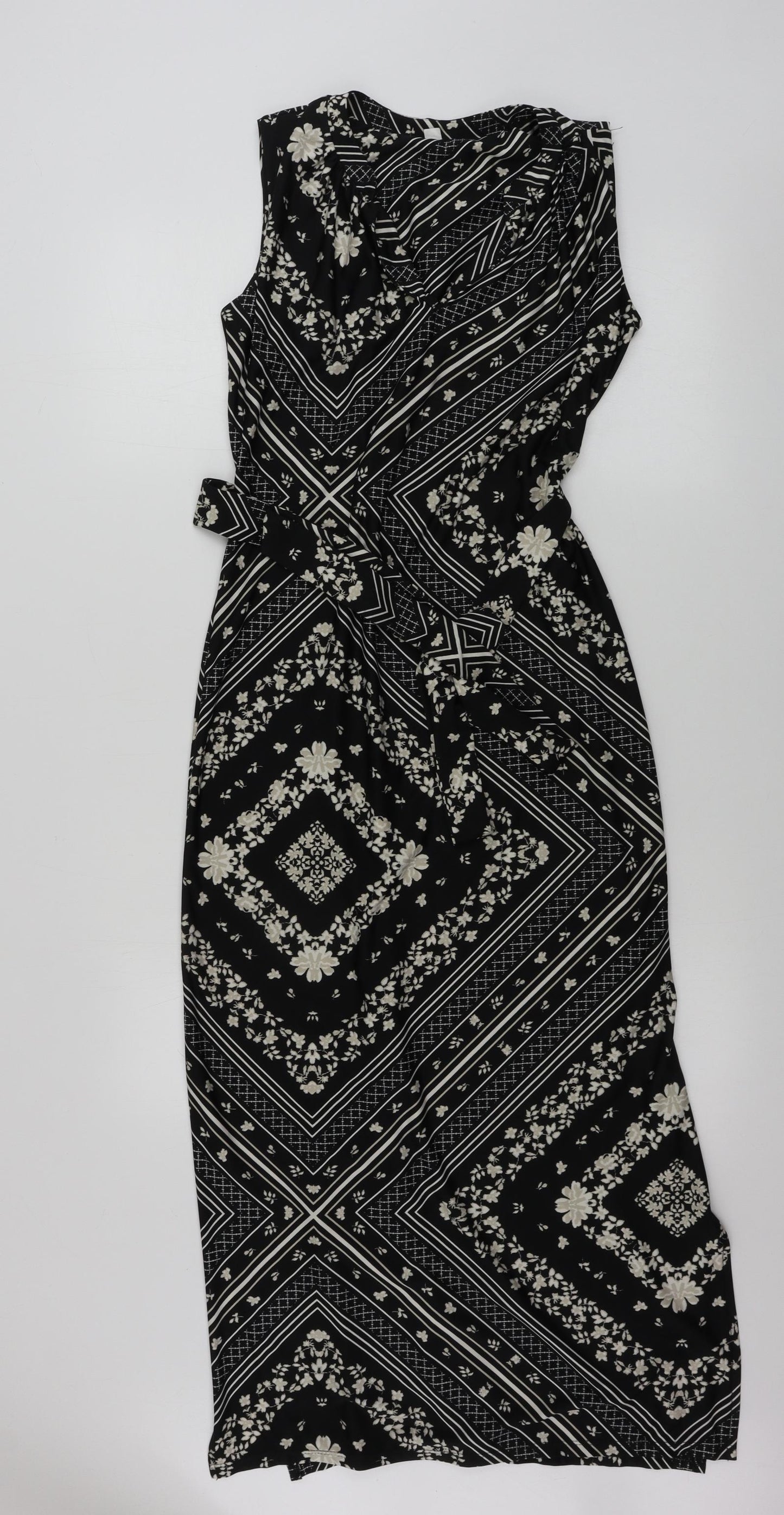 Preworn  Womens Black Geometric  A-Line  Size 8