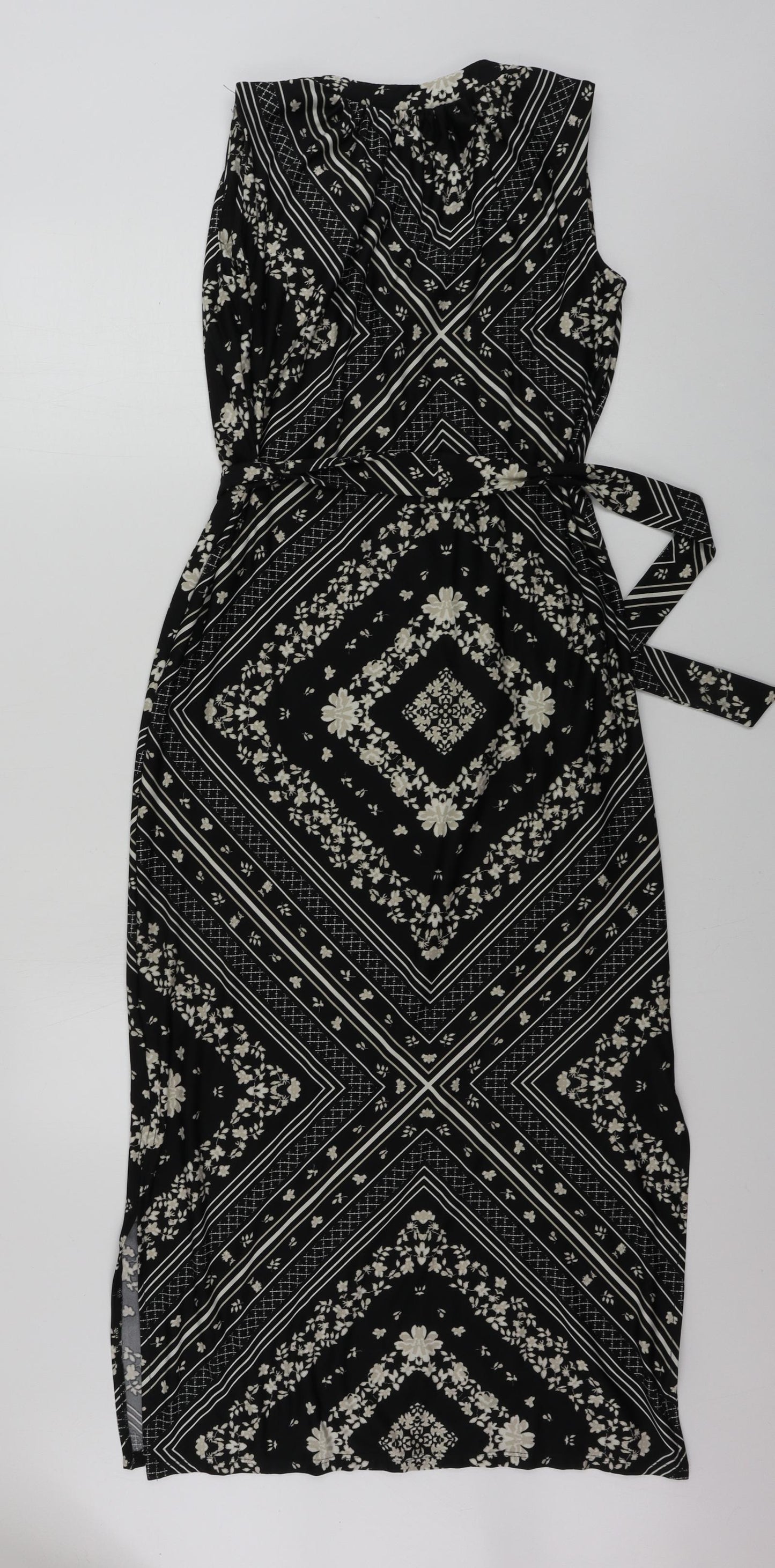 Preworn  Womens Black Geometric  A-Line  Size 8