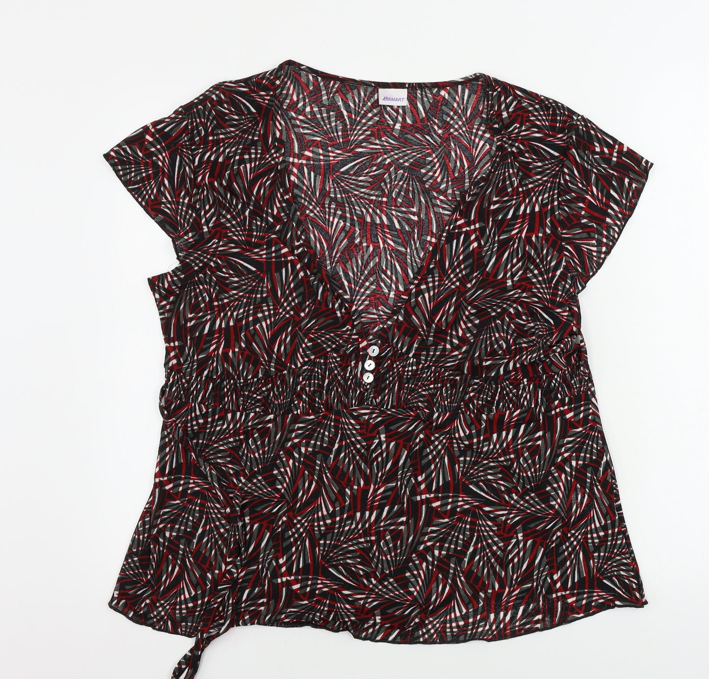 Damart Womens Black Geometric  Basic T-Shirt Size L