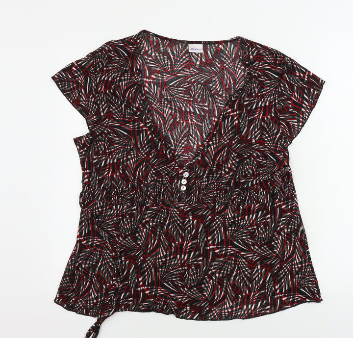 Damart Womens Black Geometric Basic T-Shirt Size L