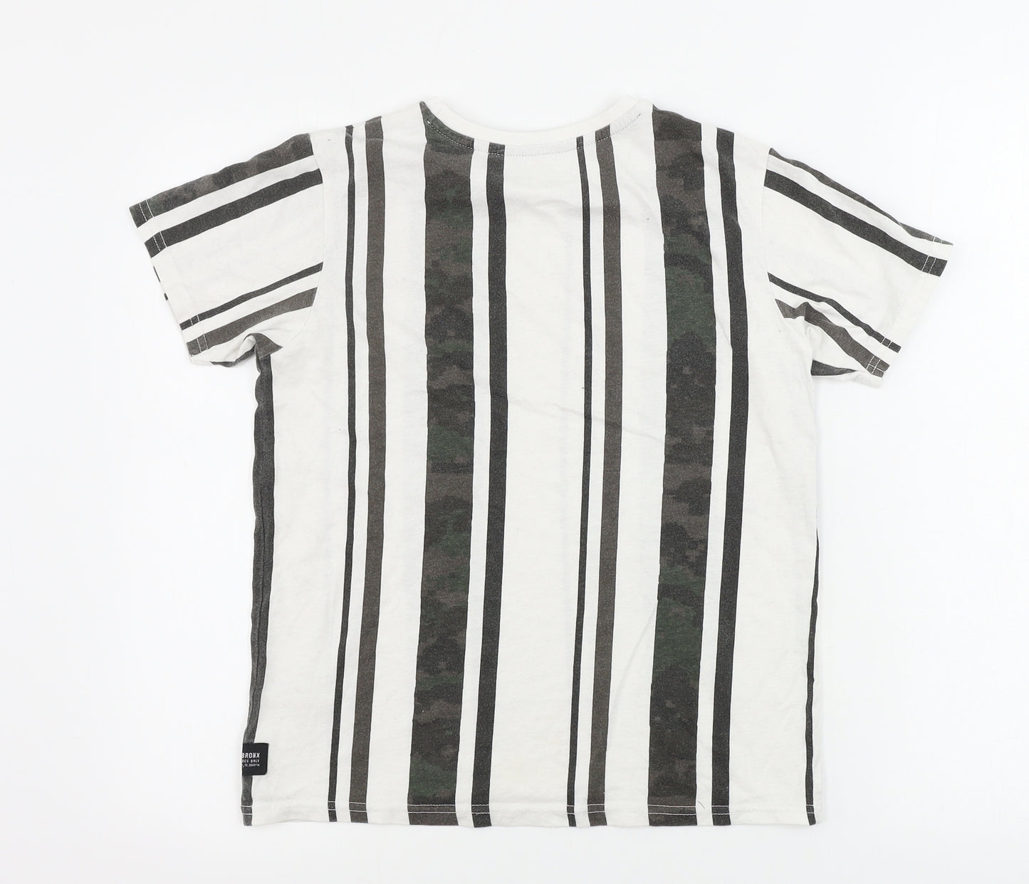 Gerorge  Boys White Striped  Basic T-Shirt Size 10-11 Years
