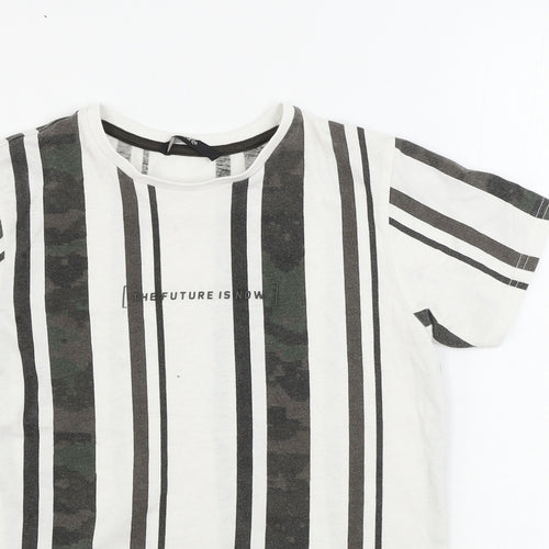 Gerorge  Boys White Striped  Basic T-Shirt Size 10-11 Years