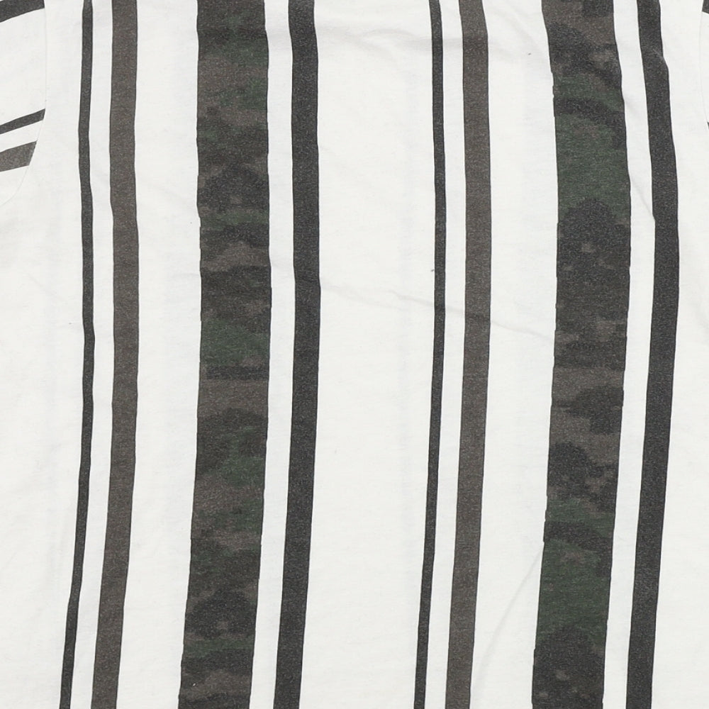 Gerorge  Boys White Striped  Basic T-Shirt Size 10-11 Years