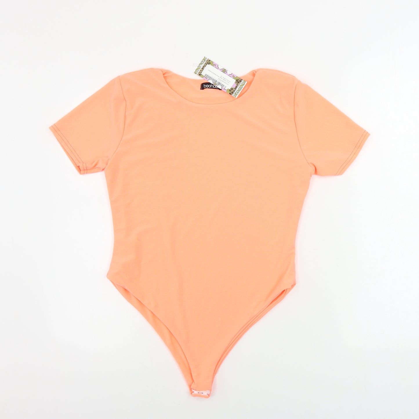 Boohoo  Womens Orange   Bodysuit One-Piece Size 14