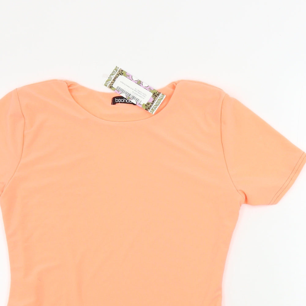 Boohoo  Womens Orange   Bodysuit One-Piece Size 14