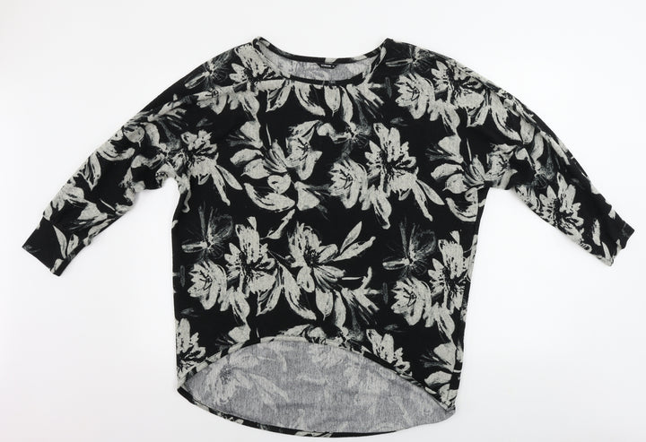 Roman Womens Black Floral Pullover Jumper Size 10