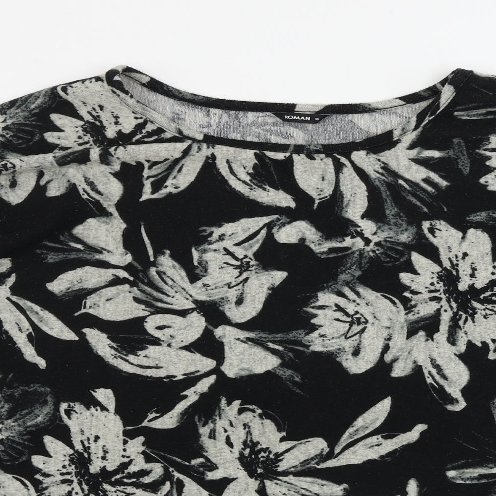 Roman  Womens Black Floral  Pullover Jumper Size 10