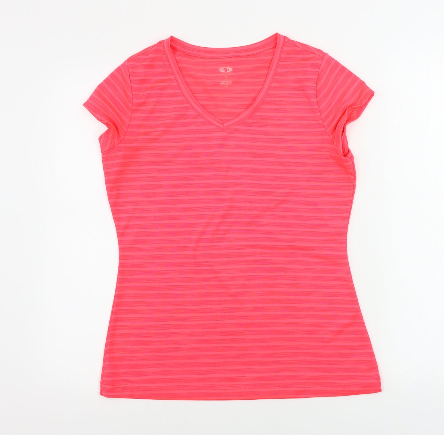 Preworn  Womens Pink Striped  Basic T-Shirt Size 10