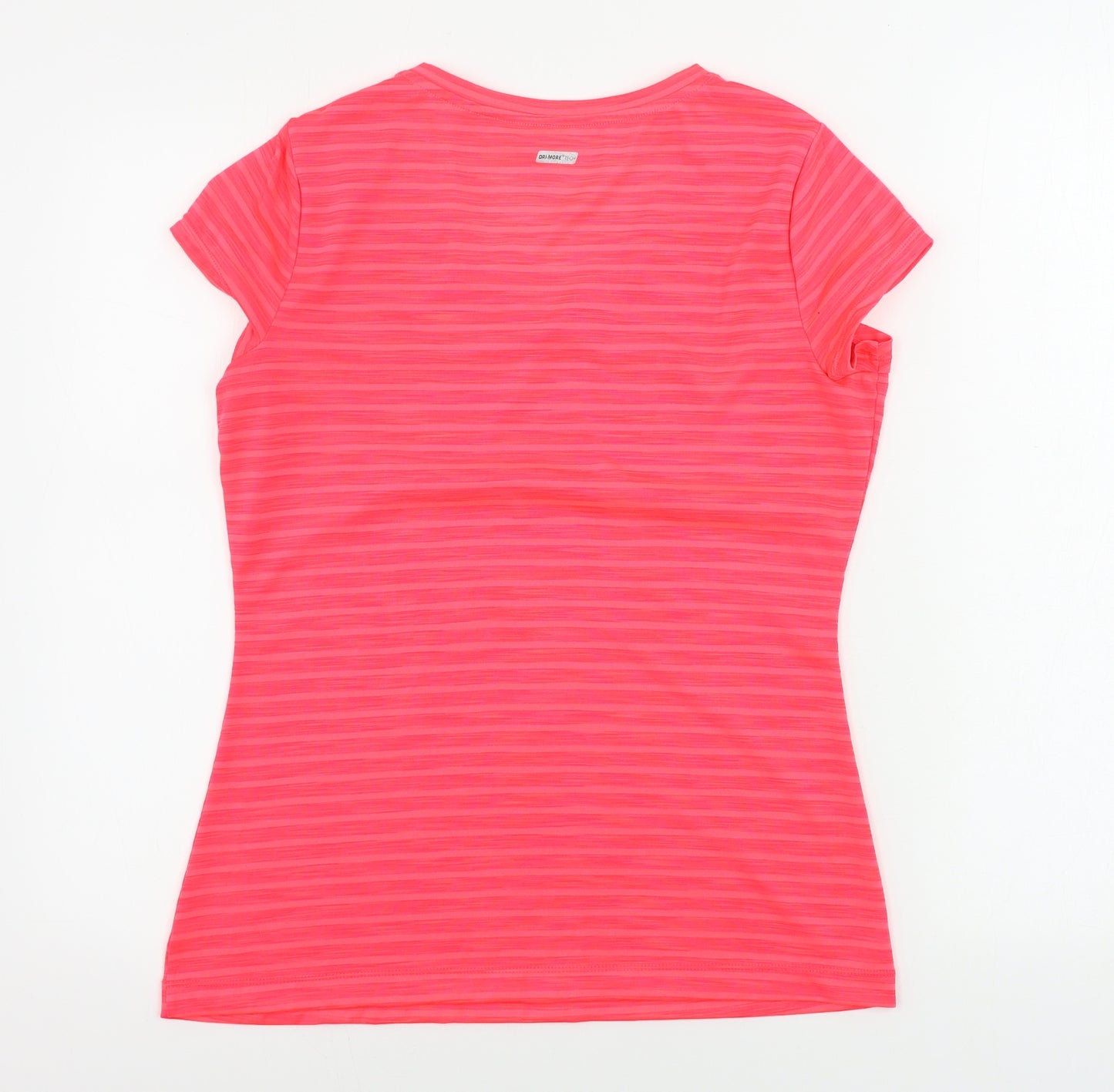 Preworn  Womens Pink Striped  Basic T-Shirt Size 10