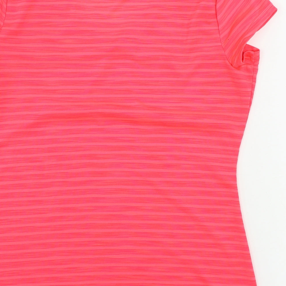 Preworn  Womens Pink Striped  Basic T-Shirt Size 10