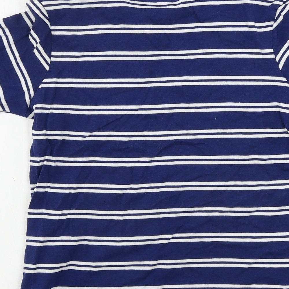 George  Boys Blue Striped  Basic T-Shirt Size 6-7 Years
