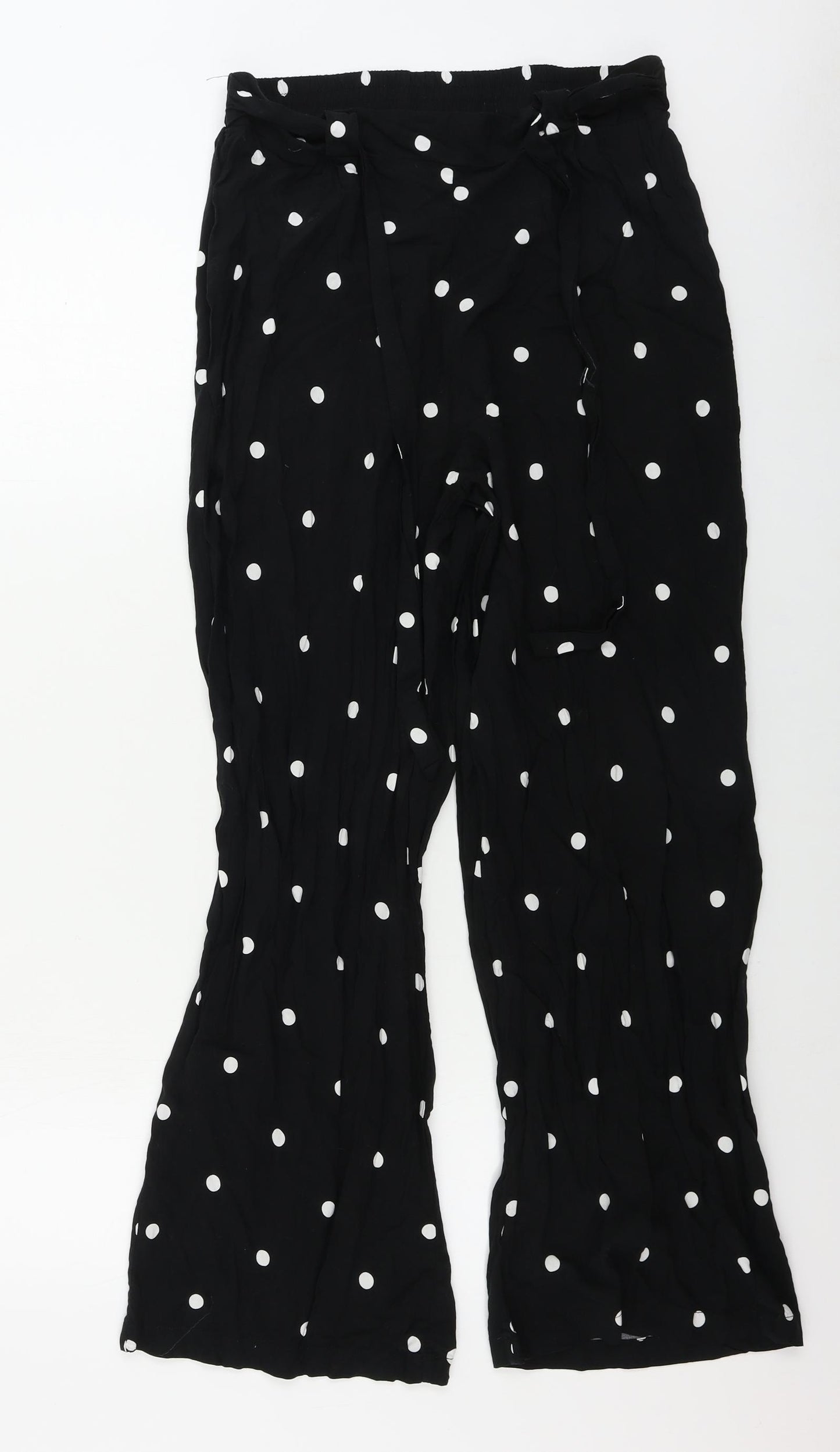 Primark  Womens Black Polka Dot  Trousers  Size 14 L26 in