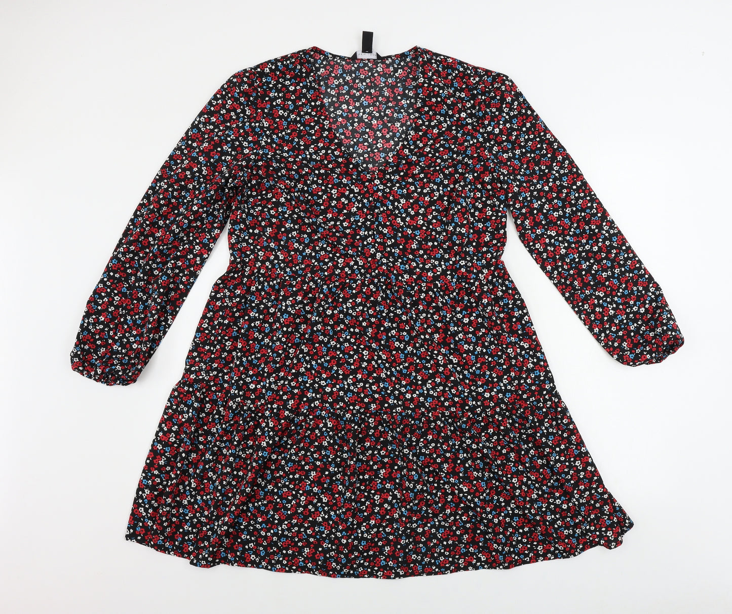 New Look  Womens Black Floral  A-Line  Size 12