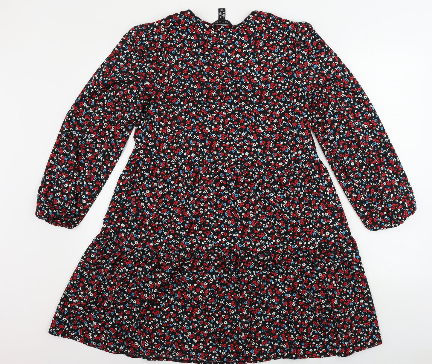 New Look  Womens Black Floral  A-Line  Size 12