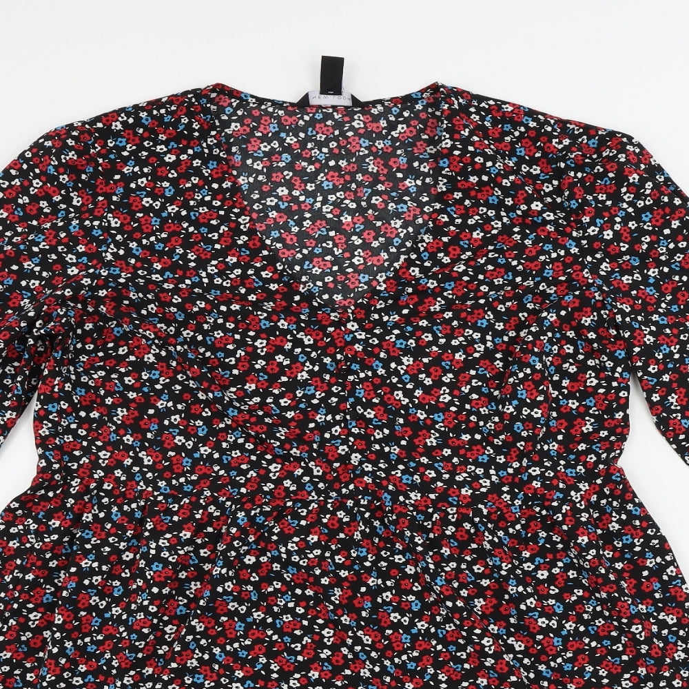New Look  Womens Black Floral  A-Line  Size 12