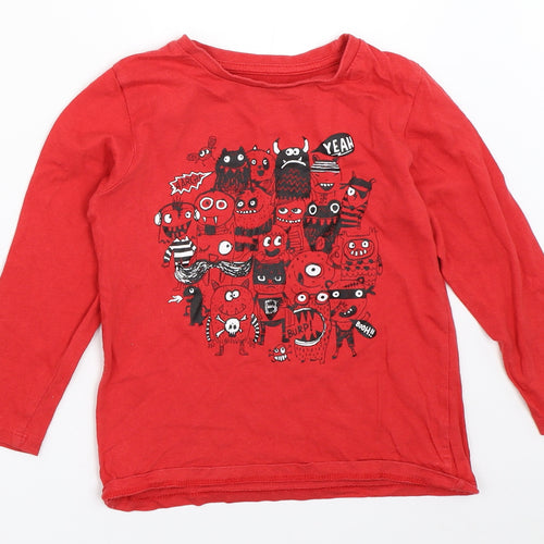 Preworn Boys Red   Basic T-Shirt Size 3-4 Years